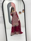 Pf 040 Faux Georgette With Heavy Embroidery Thread  & Sequence Work Top Sarara Dupatta Wholesale Online
